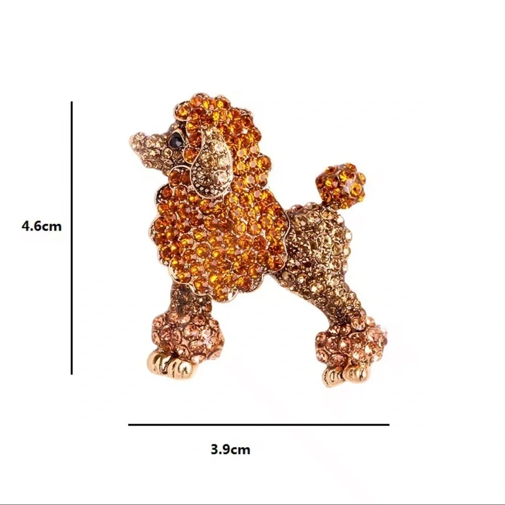 Poodle Amber Crystal Brooch